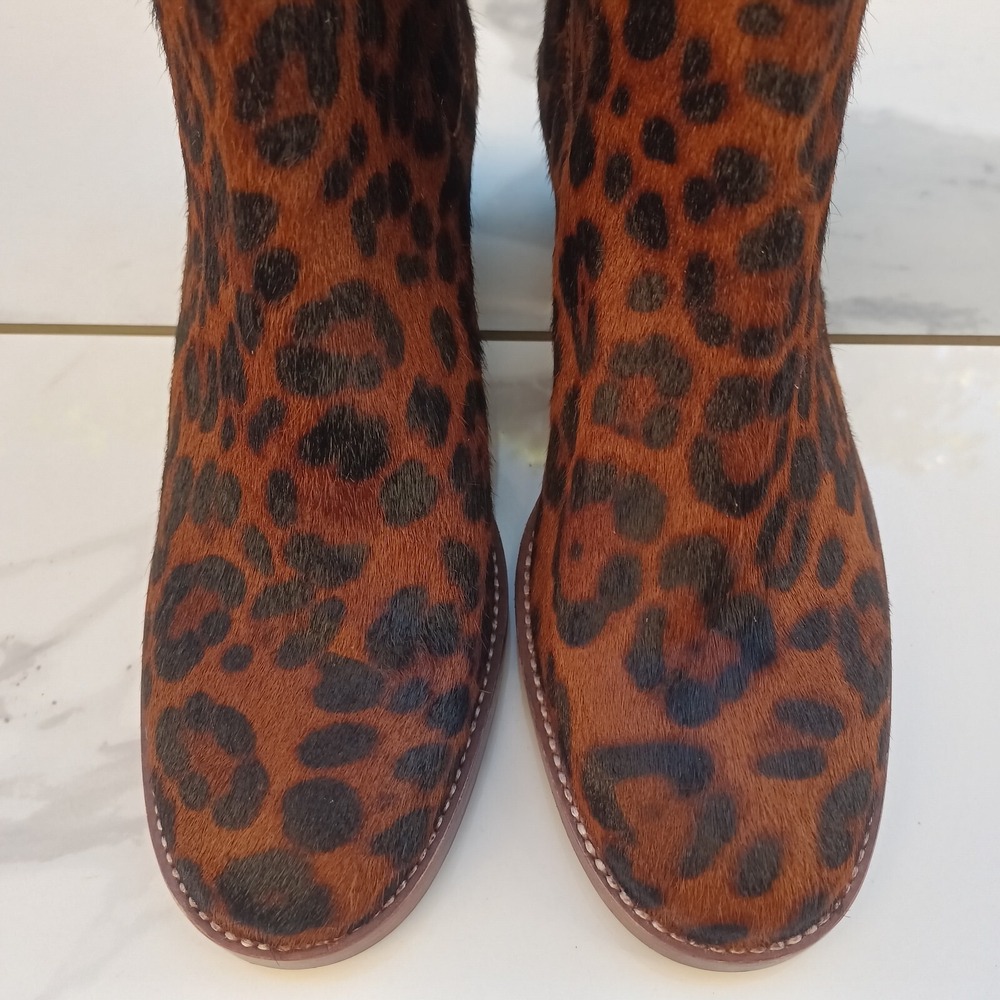 Madewell The Autumn High Leopard Calf Hair Chelsea Boots Women's Size 7.5 - Picture 2 of 12